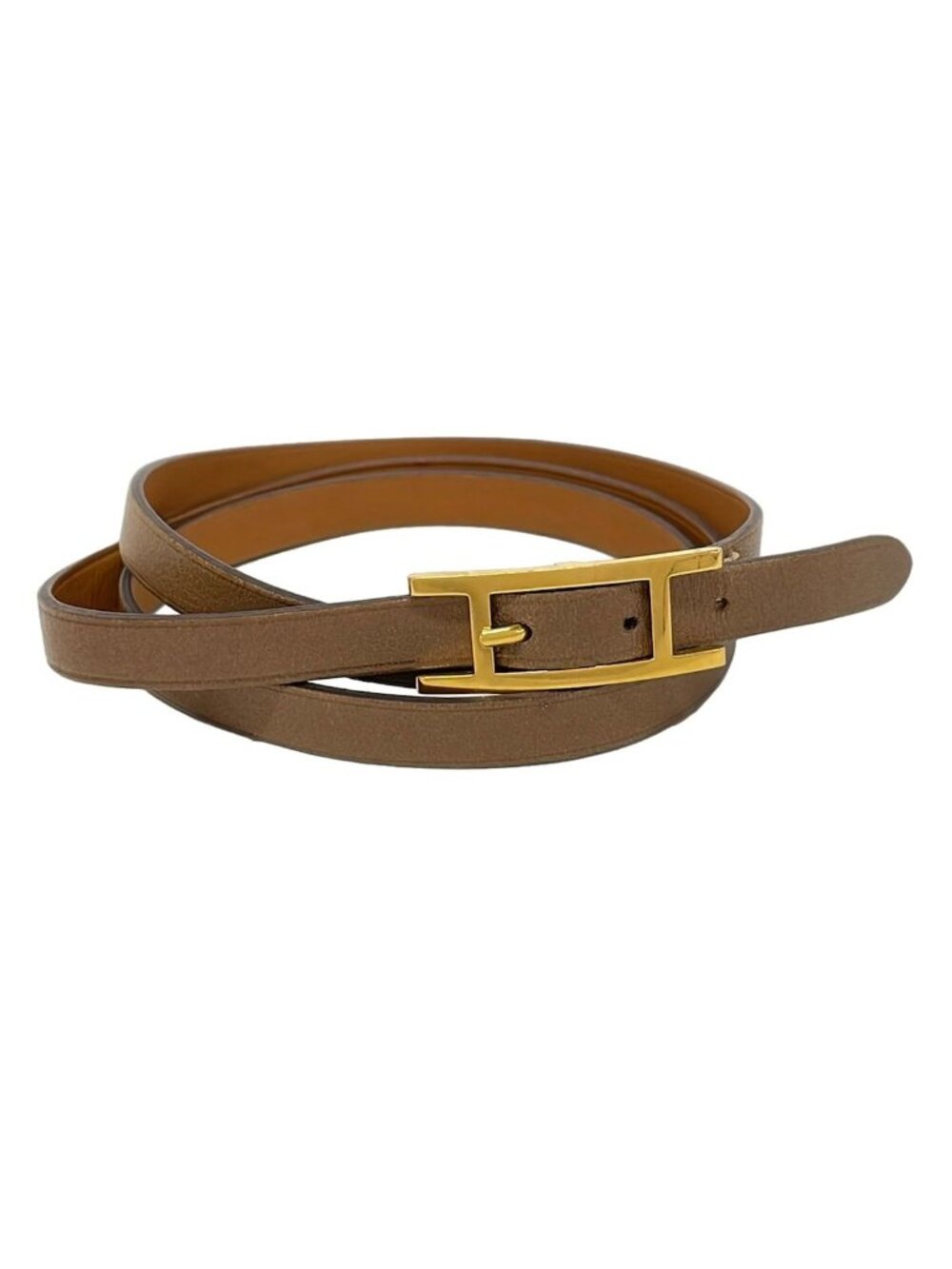Hermes Bracelet Hapi 3 Leather Brown Gold